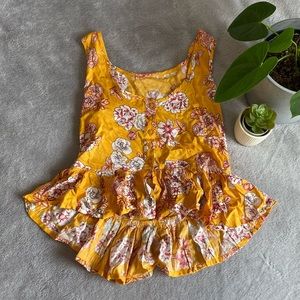 Yellow floral tanktop size small
